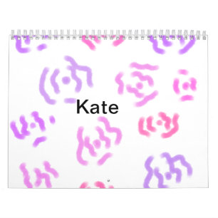 Calendrier Aquarelle rose rouge floral ajouter nom texte mode