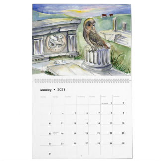 Calendrier Aquarelles de l'imaginaire du hibou