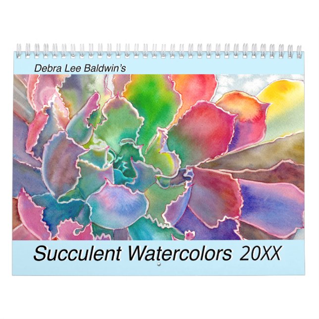 Calendrier Aquarelles Succulentes 20XX Debra Lee Baldwin (Protection)