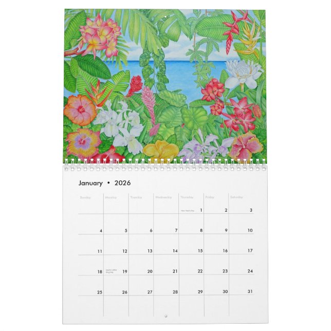 Calendrier Aquarelles tropicales (Jan 2026)