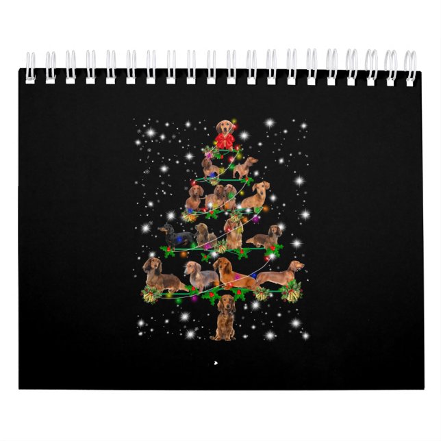 Calendrier Arbre De Noël De Dachshund Couvert De Flamme De Fl (Protection)