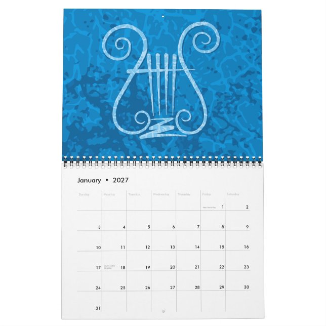 Calendrier Arrière - plan Blue Lyre (Jan 2027)