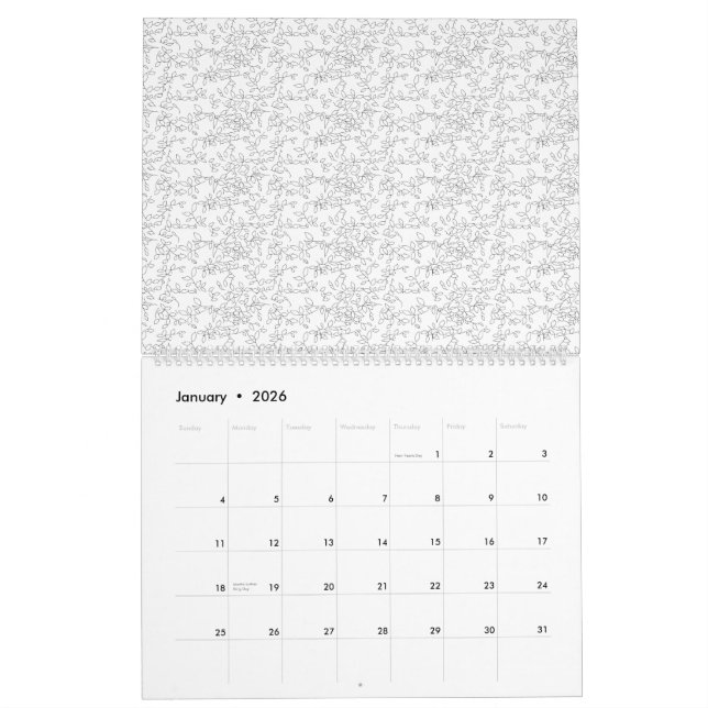 Calendrier Arrière - plan texturé blanc avec subtil, tissé, (Jan 2026)