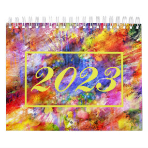 Calendrier Art Abstrait Gold Red Blue Cool 2023