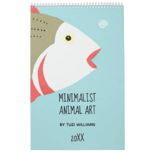Calendrier Art animal minimaliste Pastel Oiseau Fox Rabbit Dé