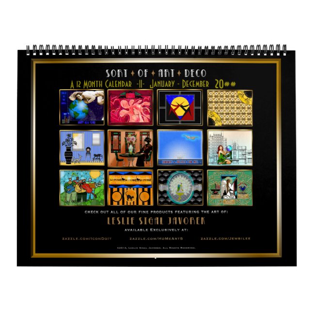 Calendrier Art Déco - 12 mois - Personnalisé (Protection)