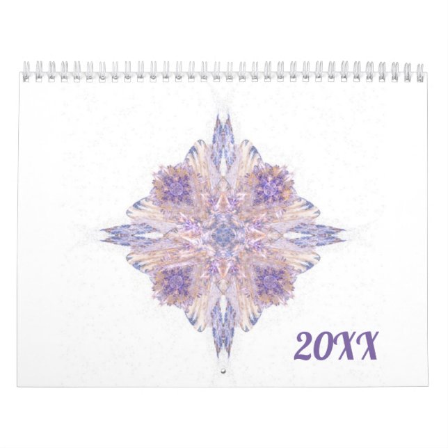 Calendrier Art Fractal Coloré Conçoit Douze Mois (Protection)