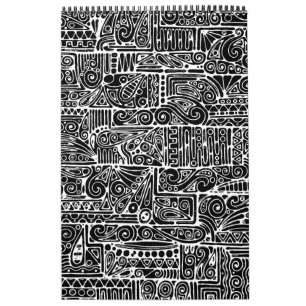 Calendrier Art Géométrique Noir Et Blanc 2 Modèle
