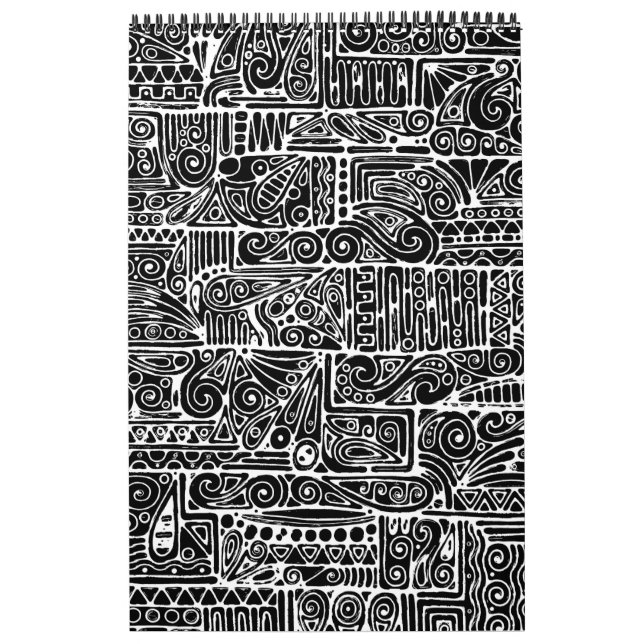 Calendrier Art Géométrique Noir Et Blanc 2 Modèle (Protection)