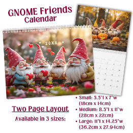 Calendrier Art personnalisé de Gnome Friends lumineux et drôl