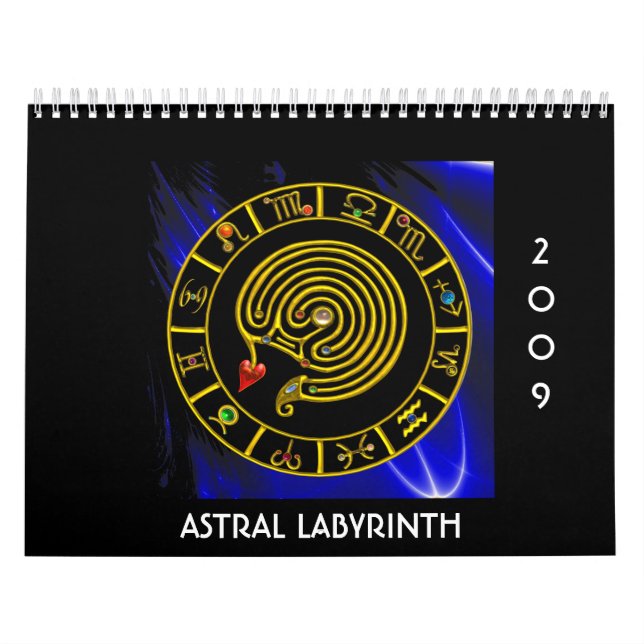 Calendrier ASTRAL LABYRINTH GOLD ZODIAC CHART Astrologie (Protection)