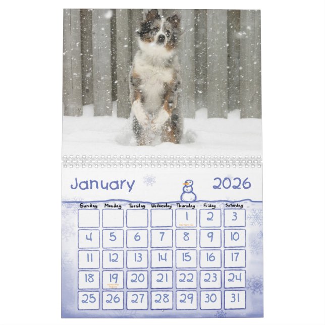 Calendrier australien de berger (Jan 2026)