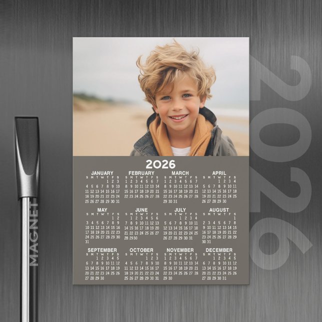 Calendrier avec photo - Carte magnétique de l'anné (2026 Calendar with A Photo and Magnetic Back)