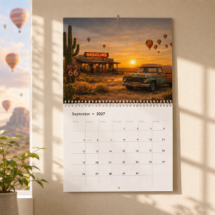 Calendrier Aventure Rétro sur la Route 66 au coucher du solei