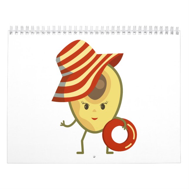 Calendrier Avocado beach girl avec casquette de soleil et ann (Protection)