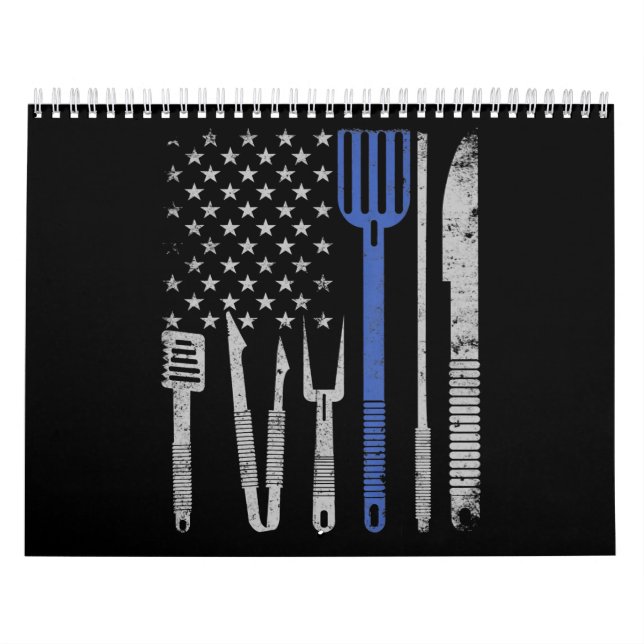 Calendrier BBQ| Barbecue Grill Porc With USA Flag Cuisine Che (Protection)