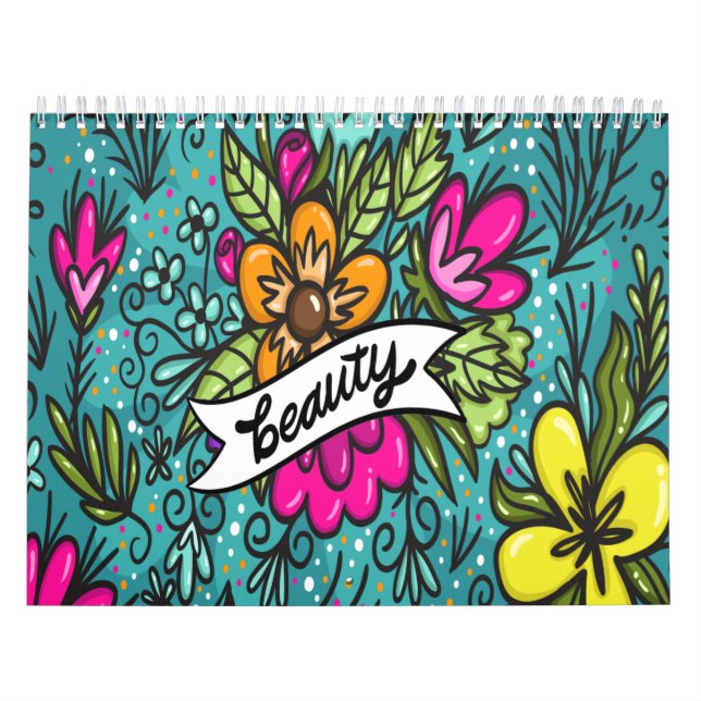 Calendrier Beauté de Coussin de Jet avec des Fleurs (Protection)