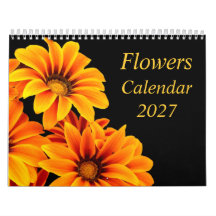 Beautiful Black Orange Flower Nature Calendar 2027