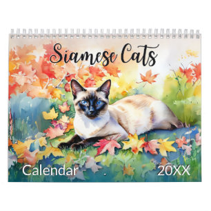 Calendrier Belle chats siamois Pet Lover Aquarelle Animal
