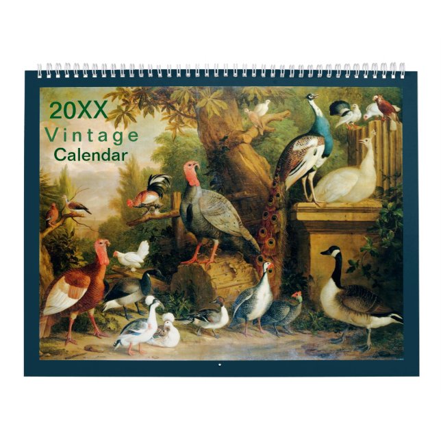 Calendrier Belle collection d'oiseaux avec Vintage sensation (Protection)