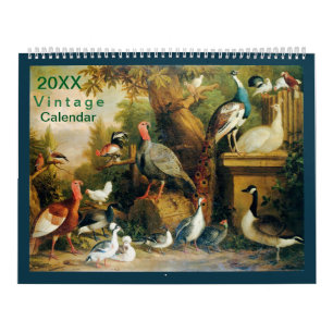 Calendrier Belle collection d'oiseaux avec Vintage sensation