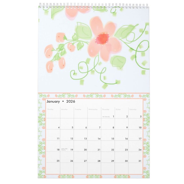 Calendrier Belle Fleurs Fille Designer (Jan 2026)