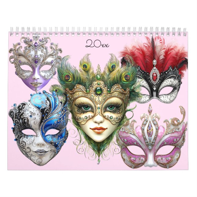 Calendrier Belle Mardi Gras Masquerade Masques Masques Masque (Protection)