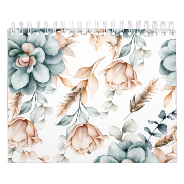 Calendrier Belle motif sans couture fleurie avec vintage (Protection)
