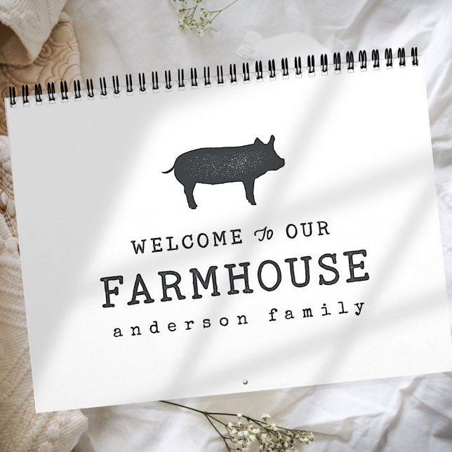 Calendrier Bienvenue dans notre ferme pays porc rustique porc (Créateur téléchargé)