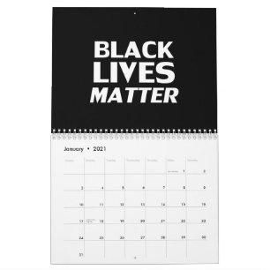 Calendrier Black Lives Matter noir blanc typographie moderne