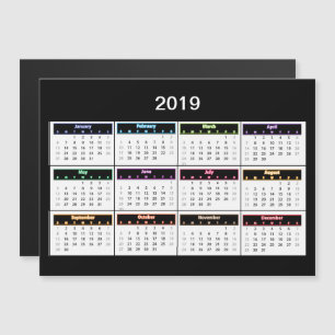 Calendrier Black Mini Magnet 2019