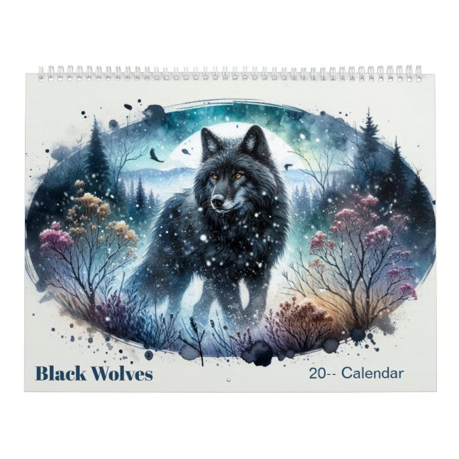 Calendrier Black Wolves Snowy Northern Forest Calendar (Protection)