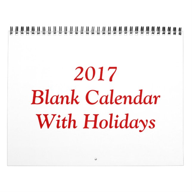 Calendrier Blanc 2017 Avec Vacances Et Fil Rouge (Protection)