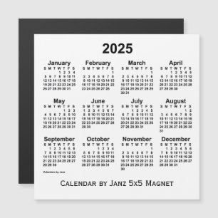 Calendrier blanc 2025 par Janz 5x5 Magnet