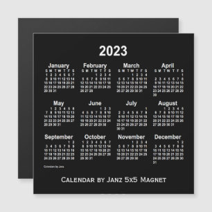 Calendrier blanc Neon 2023 par Janz 5x5 Magnet