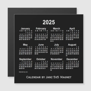 Calendrier blanc Neon 2025 par Janz 5x5 Magnet