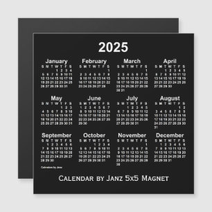 Calendrier blanc Neon 2025 par Janz 5x5 Magnet
