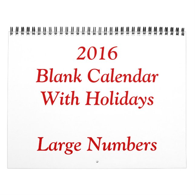 Calendrier Blanc Rouge 2016 Avec Un Grand Nombre (Protection)