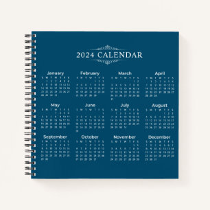 Calendrier bleu 2024 simple mais élégant CARNET