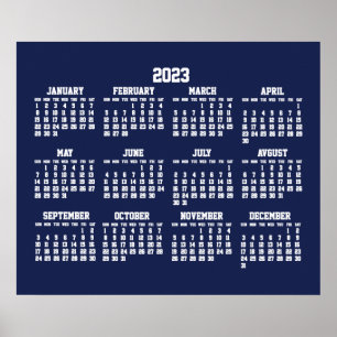 Calendrier Bleu Annuel Poster 2023