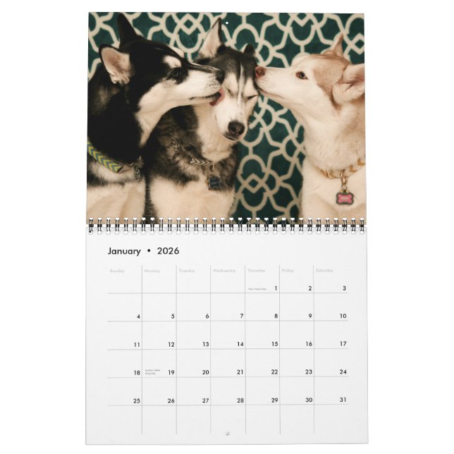 Calendrier bleu arctique des Sibériens 2015 (Jan 2026)