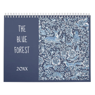 Calendrier Bleu & Blanc Forêt Animaux Forêt Forêt Boisée Flor