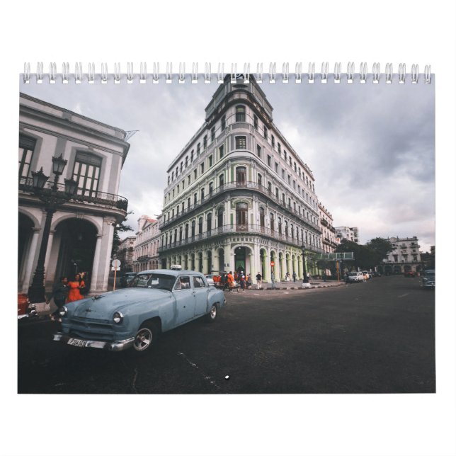 Calendrier Bleu Classic Vintage Car Cityscape (Protection)
