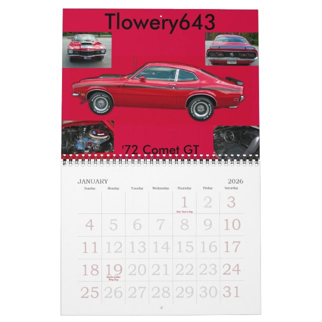 calendrier bleu de francs-tireurs et de comètes (Jan 2026)