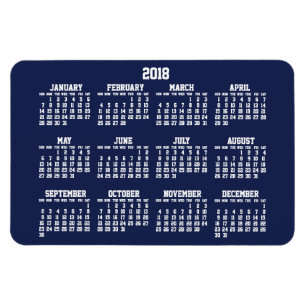 Calendrier bleu marine 2018 Grand Magnet flexible