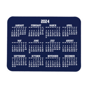 Calendrier bleu marine 2024 Petits Magnets flexibl