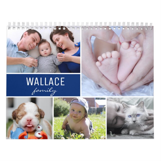 Calendrier Blue Keepsaké Personnalisé Photos de famille Année (Protection)