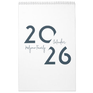 Calendrier Blue Simple Elegant 2026 Calendar