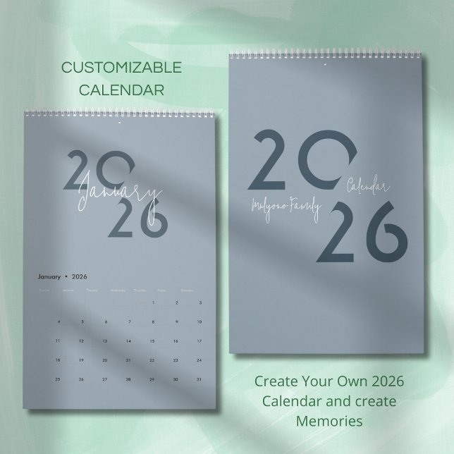 Calendrier Blue Simple Elegant 2026 Calendar (Créateur téléchargé)
