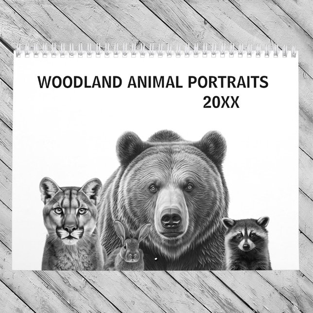 Calendrier Bois animal Ours moderne Loup renard Loup renard (Créateur téléchargé)